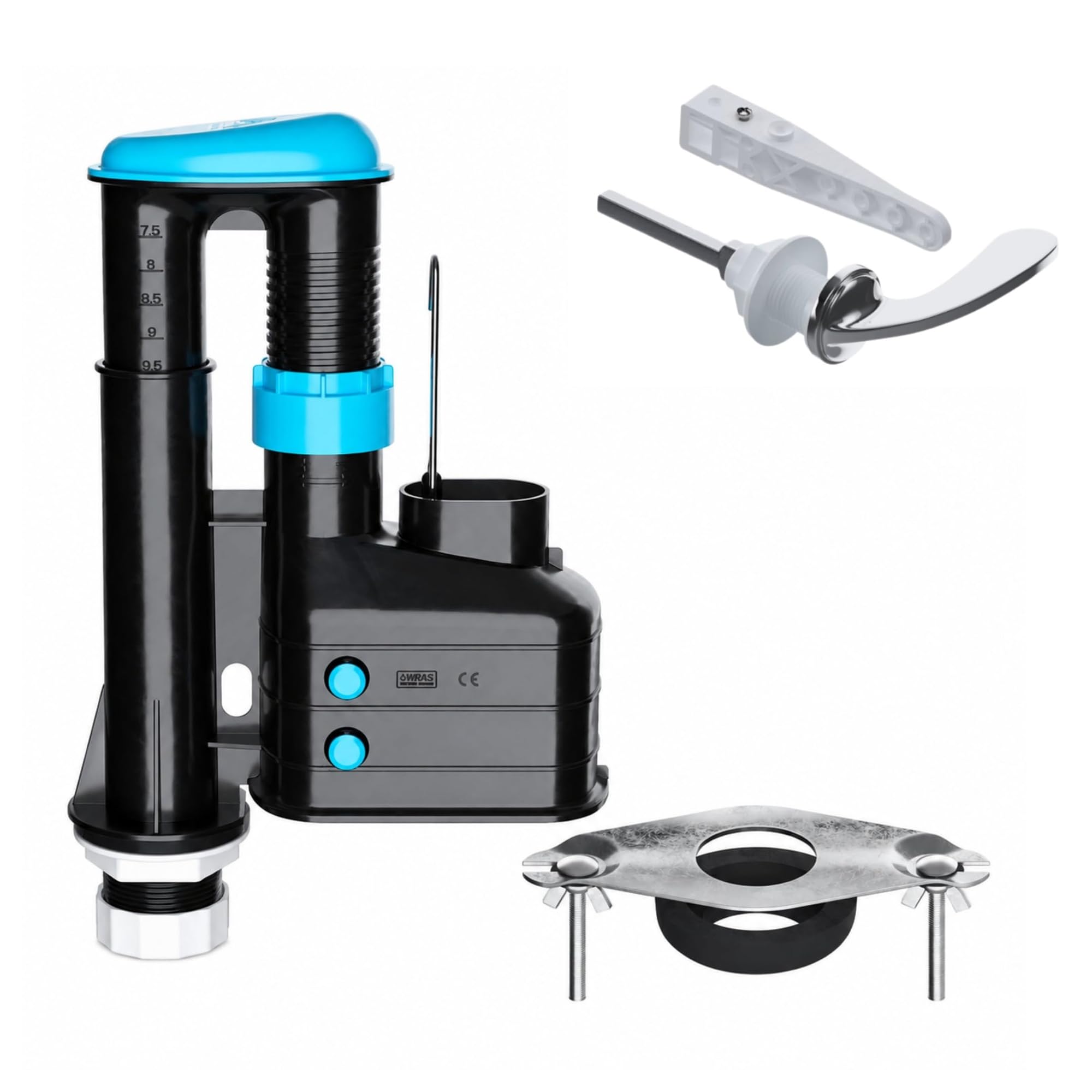 Hulthor Black & Chrome Toilet Syphon, Chrome Lever & Close Coupled Cistern Kit
