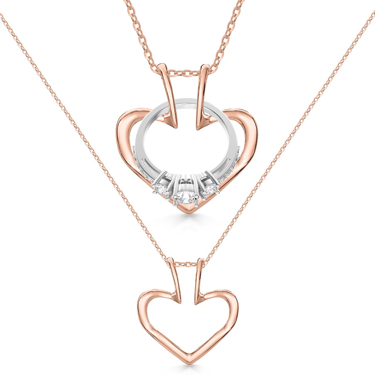 Emily C Ring Holder Necklace - Stainless Steel Necklace with Rose Gold Finish - Engagement Gift for Nurses & Doctors - Jewelry for Mom or Grandmother