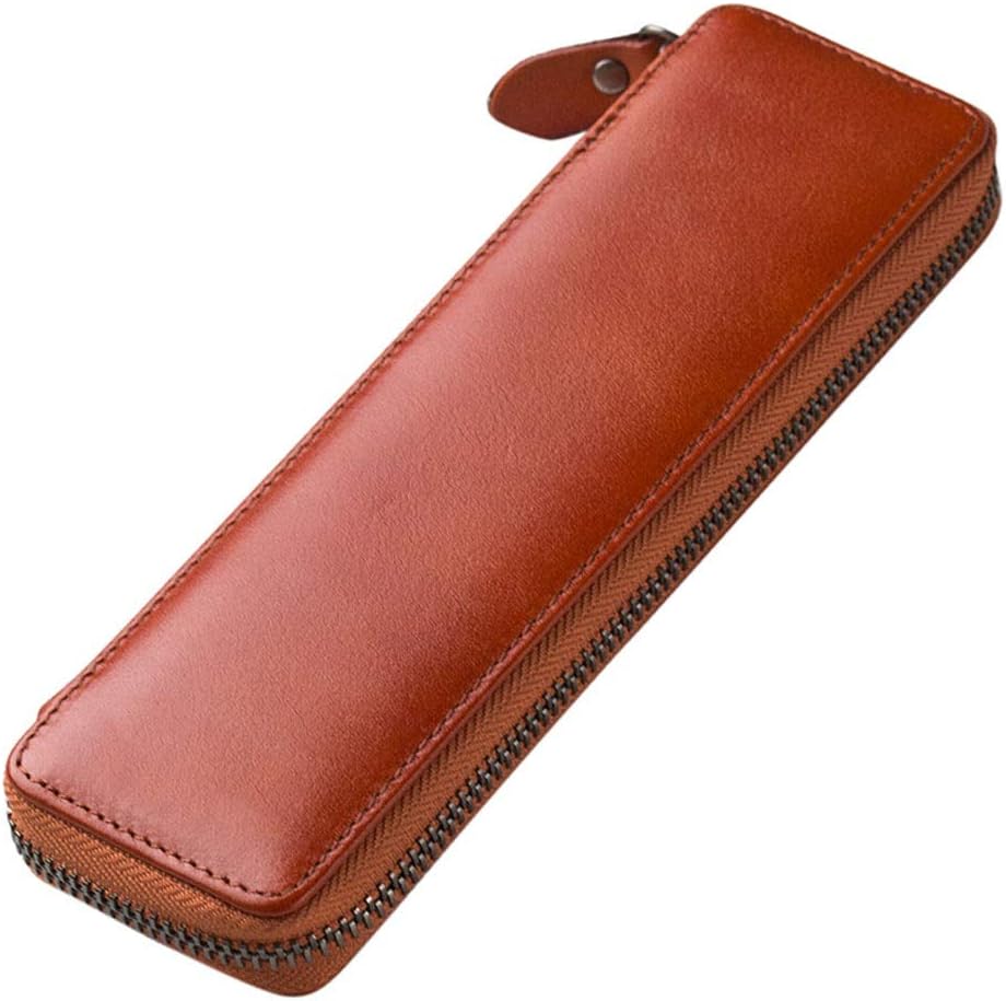 ペンケース 純正ジッパーペンバッグ、鉛筆化粧品ケース - ポーチ文具バッグ鉛筆ケース鉛筆バッグペンケース(Brown)