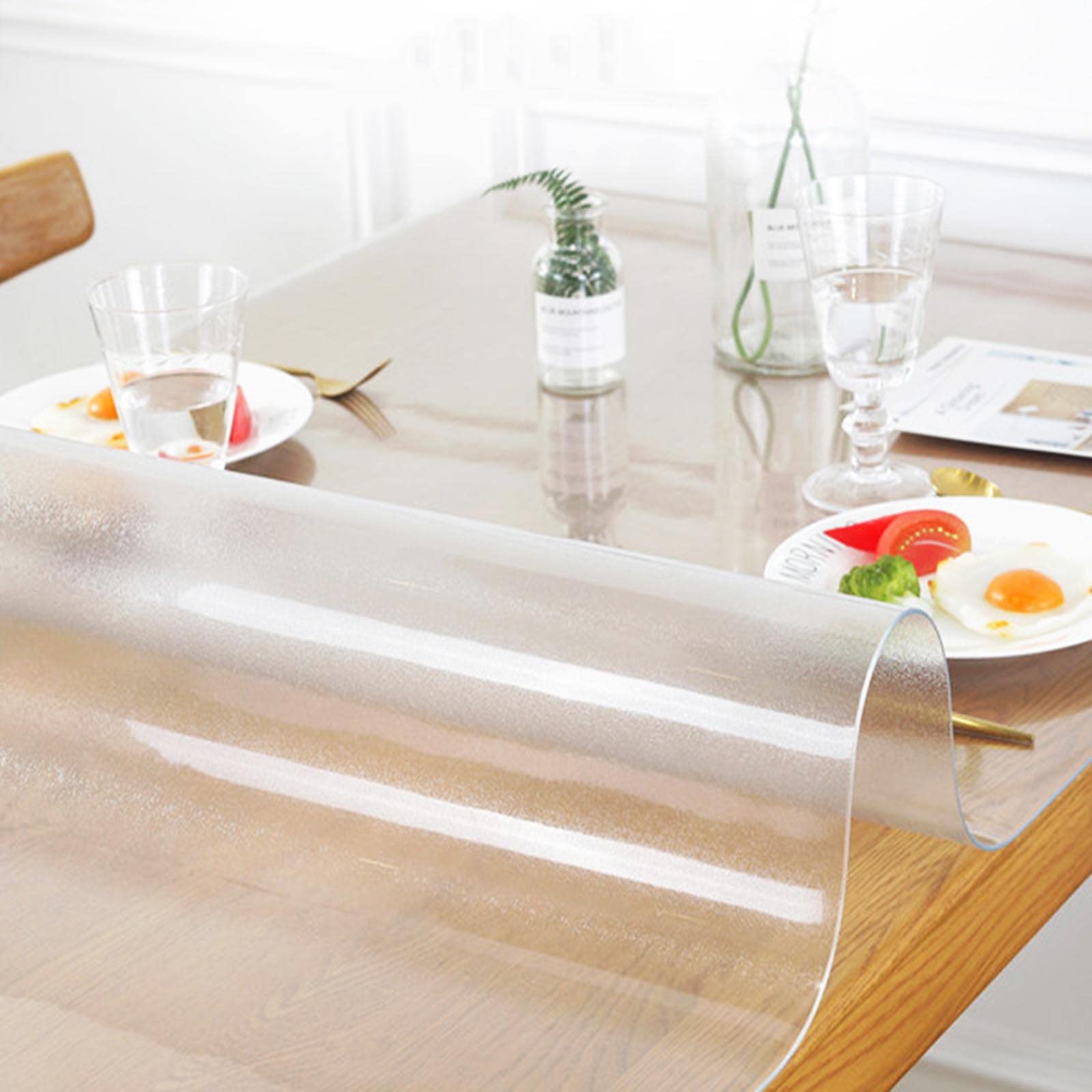 Tovaglietta in PVC satinato, 1,5 mm, antiscivolo, impermeabile, protezione per ufficio e casa, trasparente, resistente (110 x 280 cm)
