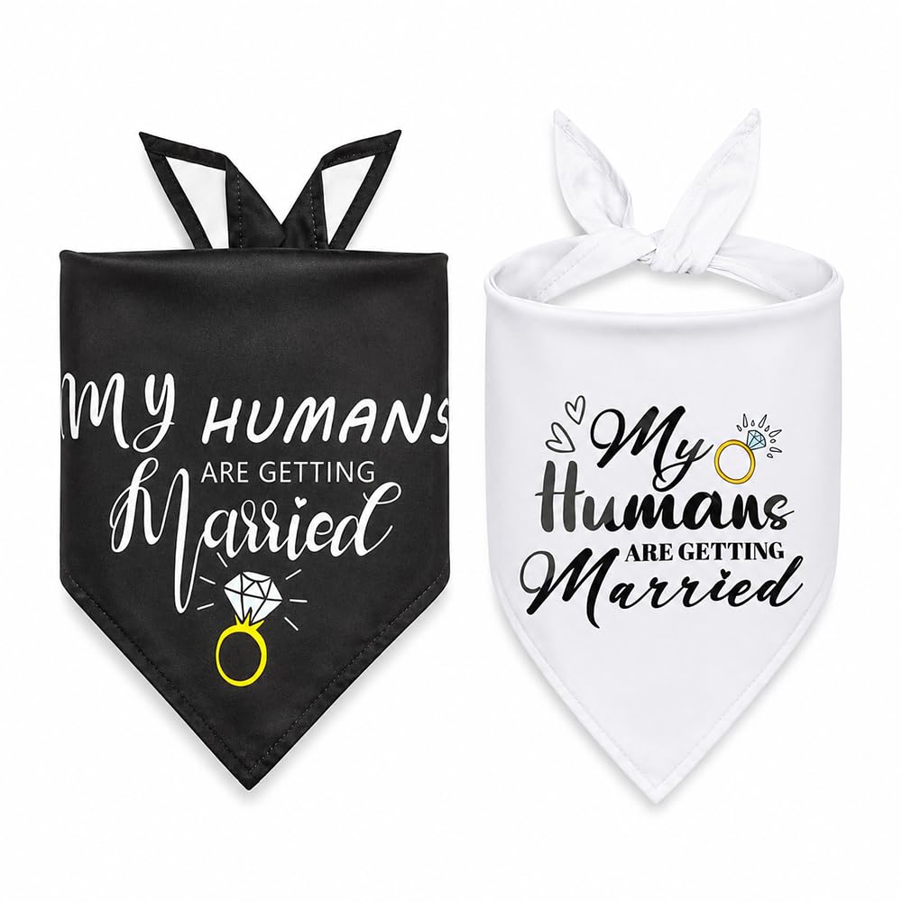 2 Pack Dog Wedding Bandanas, Dog Wedding Outfit Bandanas, Dog Wedding Gift