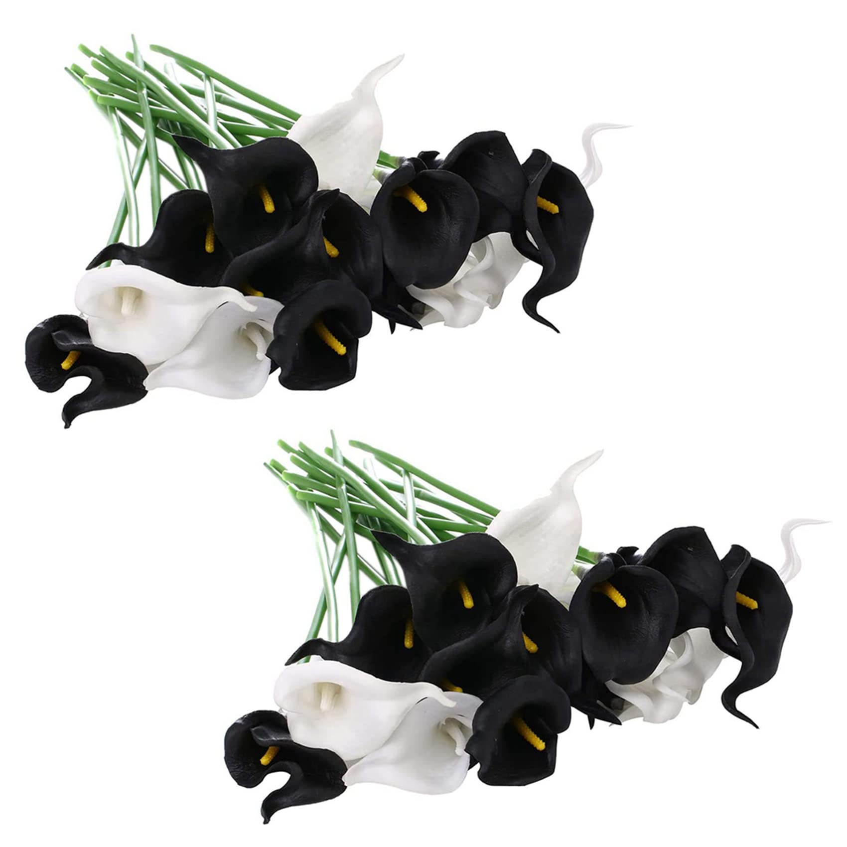 Hndhbfgrt 40Pcs Calla Lily PU Arrangement for Home Party Decor(Black and White)
