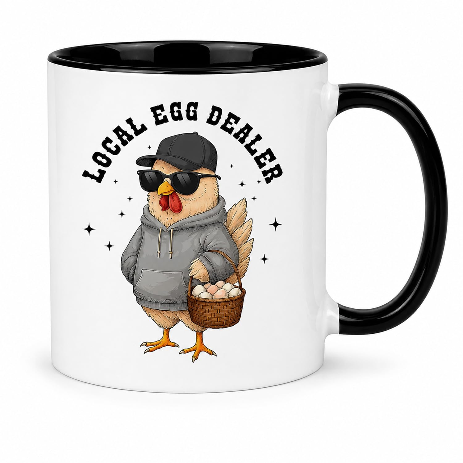 INCOHOIX Funny Local Egg Dealer Chicken Mug, Black Rim White, 9.5×8.2cm