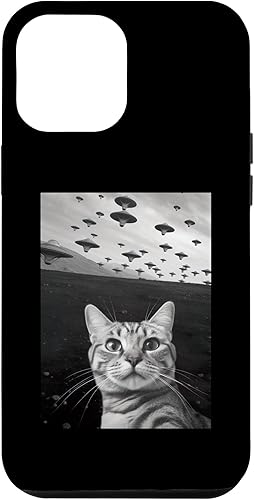 iPhone 13 Pro Max Cat Ufo Selfie Alien Ufo Funny Cat Selfie Con Ufos Case