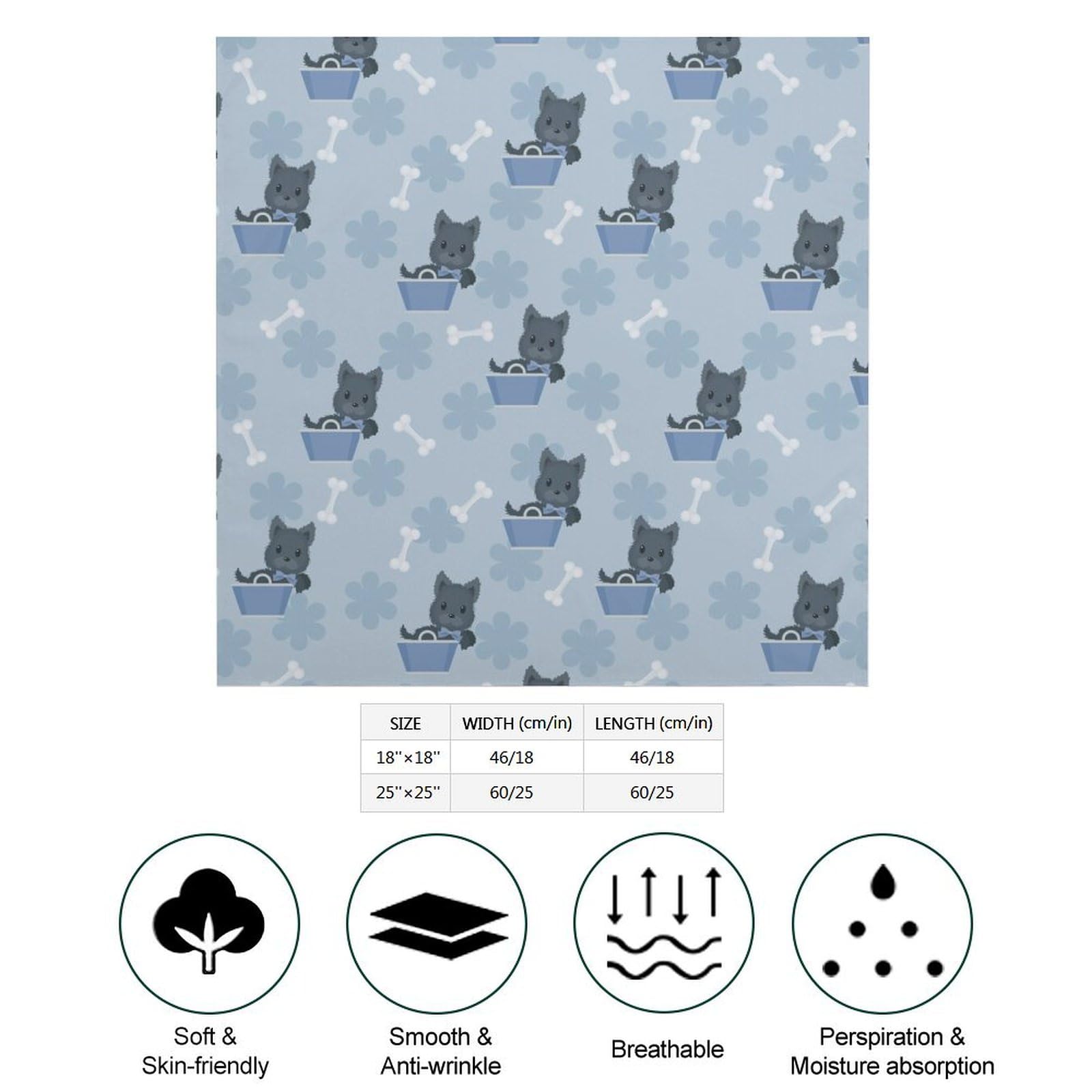 Cute Animal of Scottie Dog Pattern Bandana Hair Scarf Headband Adjustable Neckerchief for Men Women Decor