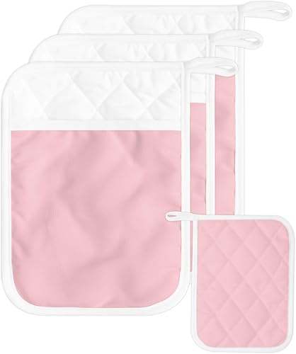 Juego de 3 agarraderas de tela de toalla para cocina, antideslizantes y aislantes de calor, con bolsillo, guantes gruesos para horno, posavasos para