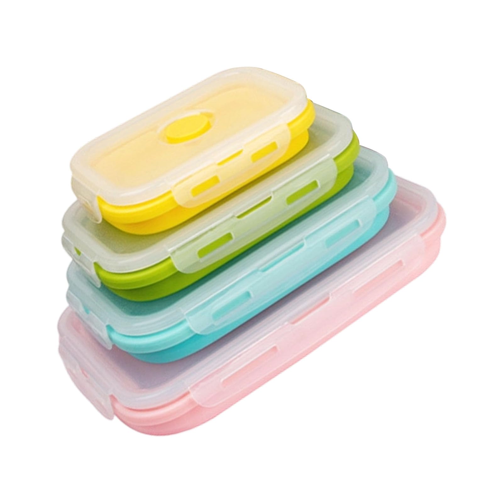 PANGBOER Portable Silicone Lunch Containers with Bodies, Nested Storage and Fitted Lids for Workday Meals and Travel Food Containers Nesting Lunch Portable Meal Prep Boxes Storage Meal