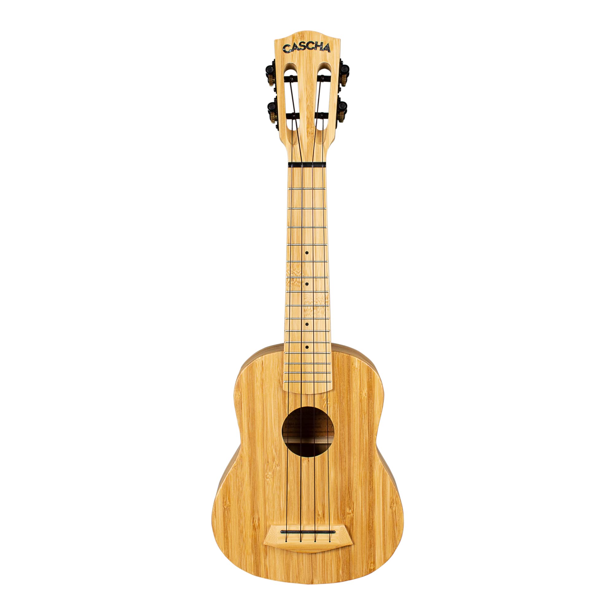 Cascha Bamboo Natural Sopran Ukulele Erwachsene & Kinder - inkl.3 Plektren & gepolsterte Tasche - Bambus-Ukulele für Anfänger oder Fortgeschrittene - hochwertige Carbon-Saiten - Top Qualität