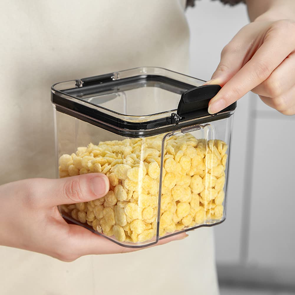Botes Cocina, Juego de 4 Piezas de Recipiente de Botes Cocina Almacenaje de Plástico de Alimentos Sellados con Tapa, Se Utiliza para Almacenar Cereales, Pasta, Arroz, Harina