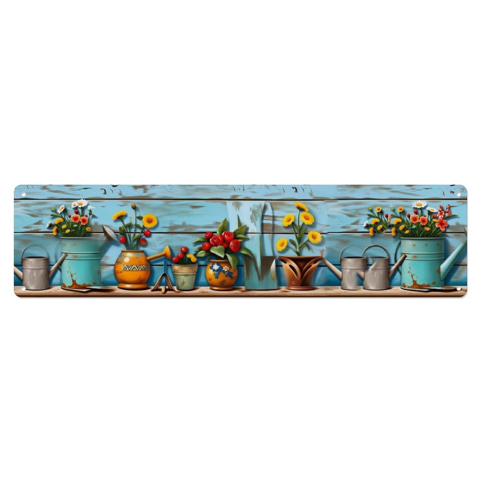 Fqnyr Style Metal Tin Sign Garden Tools Moonflower Night Blooming Pattern