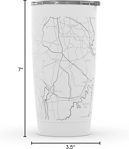 Vista 198 de Well Told Vaso de café aislado con diseño de mapa de Nueva York grabado, taza de acero inoxidable grabada (20 onzas, negro) con aislamiento de mapa