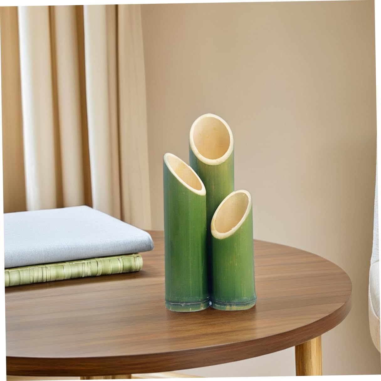 Vases Tubes en Bambou Pot de Fleurs Rustique Vert Lot de 3 pour Arrangement Floral Design Naturel pour Mariages et Occasions Spéciales
