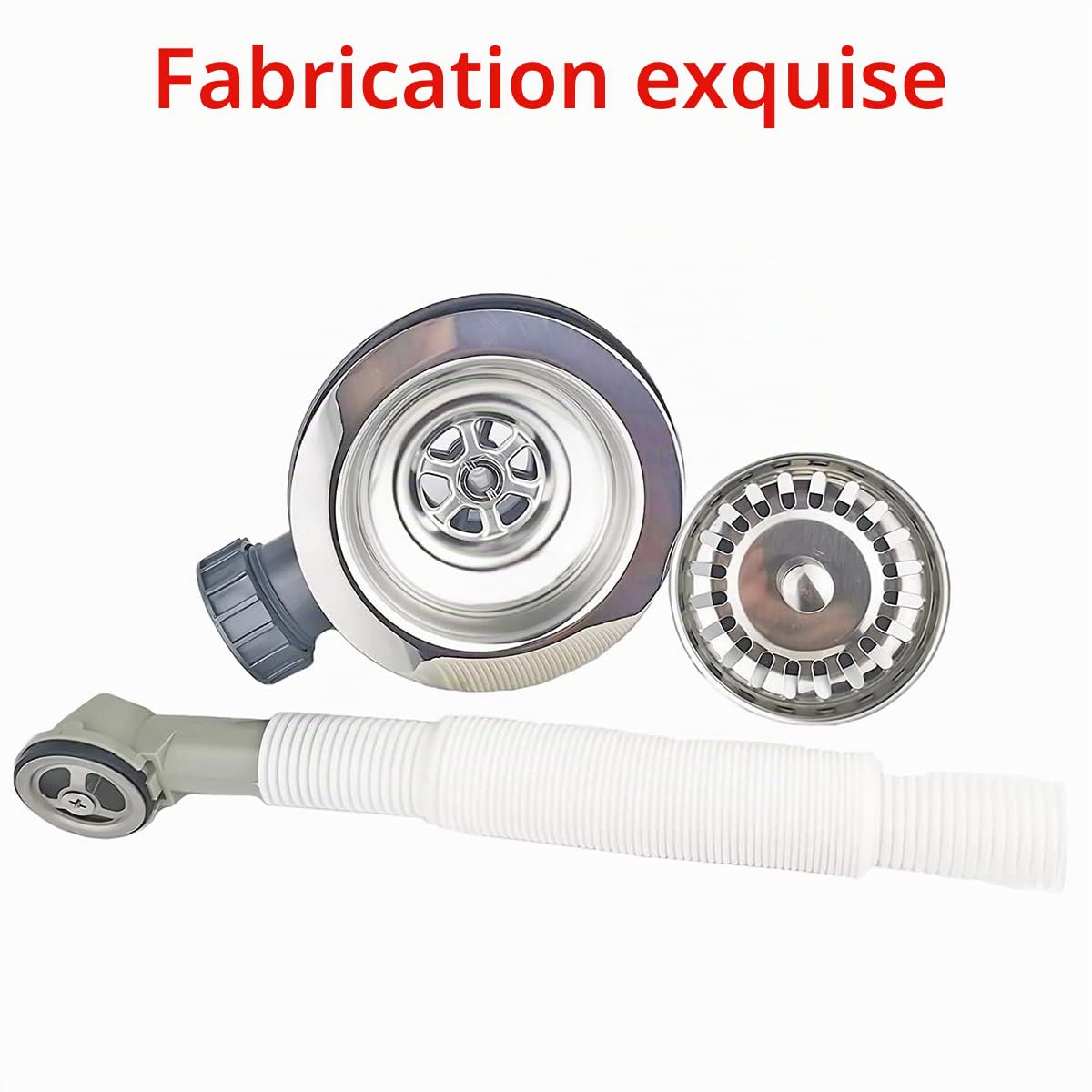 Qrity Bonde D'évier avec Trop Plein Panier Inox 114 mm 1½", Acier Inoxydable + ABS, Bonde + Panier