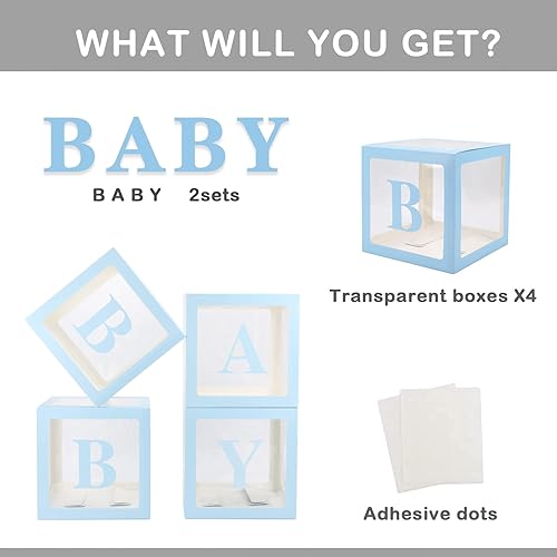 Miniatura 3 de V-LIFE Cajas transparentes para bebé con letras para baby shower, decoraciones de baby shower, fondo de cajas de globos transparentes, fiesta de