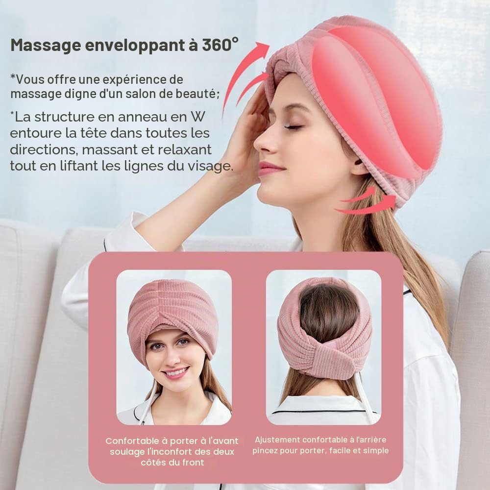 Casque de massage électrique, casque de massage électrique du cuir chevelu, casque de massage avec chaleur, pétrissage, compression d'air, un chapeau contre les maux de tête utilisé pour les migraines