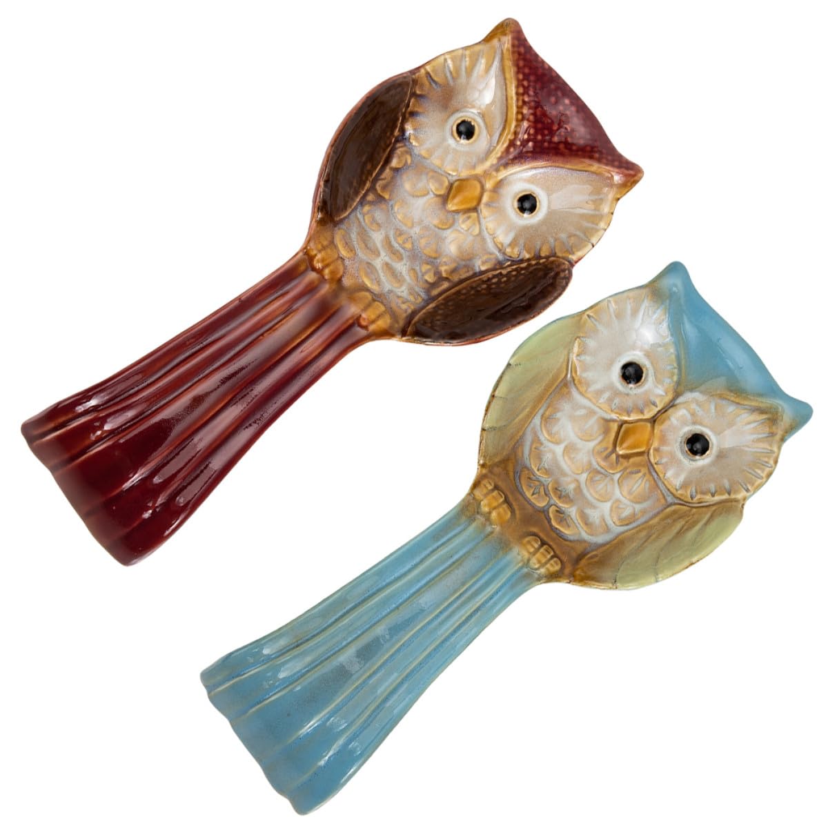 Repose-cuillères Hibou en Céramique, Lot de 2 Pièces