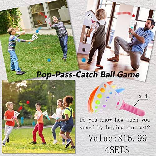 40 PCS 4-in-1 Yard Games Set- Outdoor Indoor Games Activities for Kids Family, Pop and Catch Ball Games, Bean Bags, Ring Toss, Soft Plastic Cone Games, Gift for Party Favors/Camping Yard/Backyard Toys - Image 5