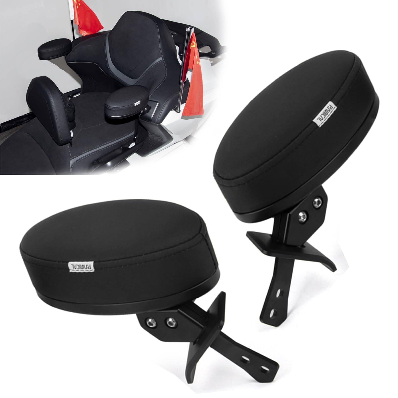 Panical Motorcycle for Honda GoldWing GL1800 2021-2026 Support Pad Passenger Armrest Nubuck Leather Black (2021-2026 Handrails)