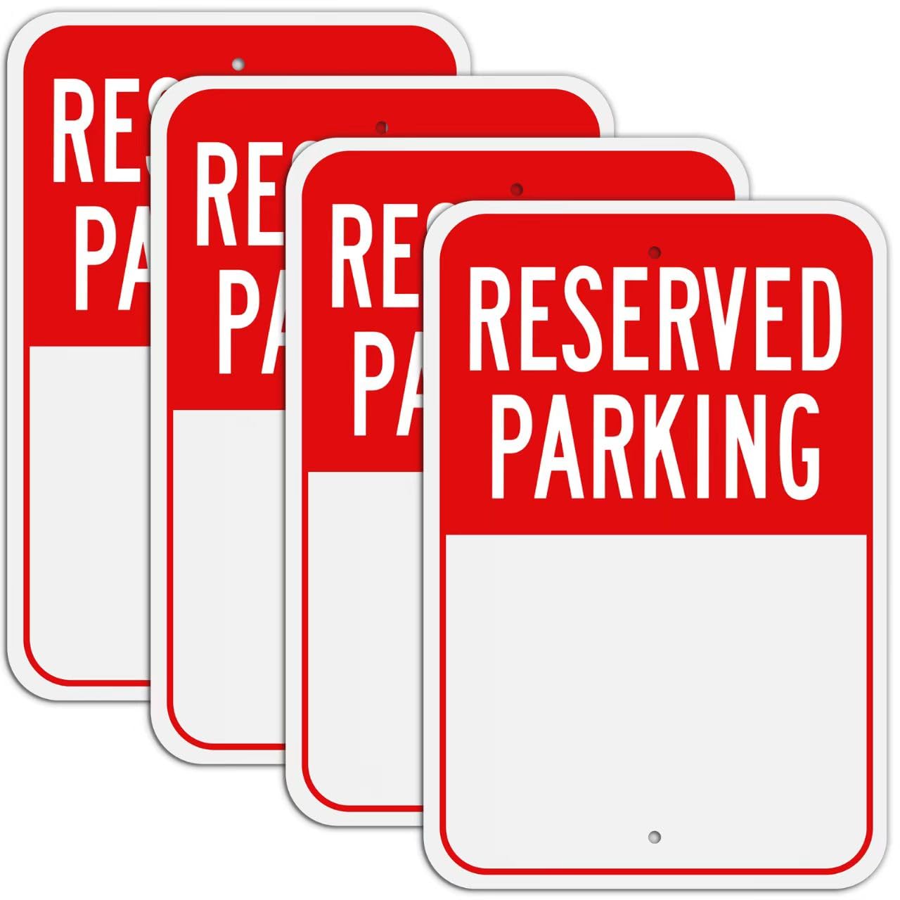 (4 Pack) Large Reserved Parking Sign, 8"x12" Reflective Aluminum Metal Write-On Sign, Rust-Free, Weather Resistant, Weatherproof, Easy to install