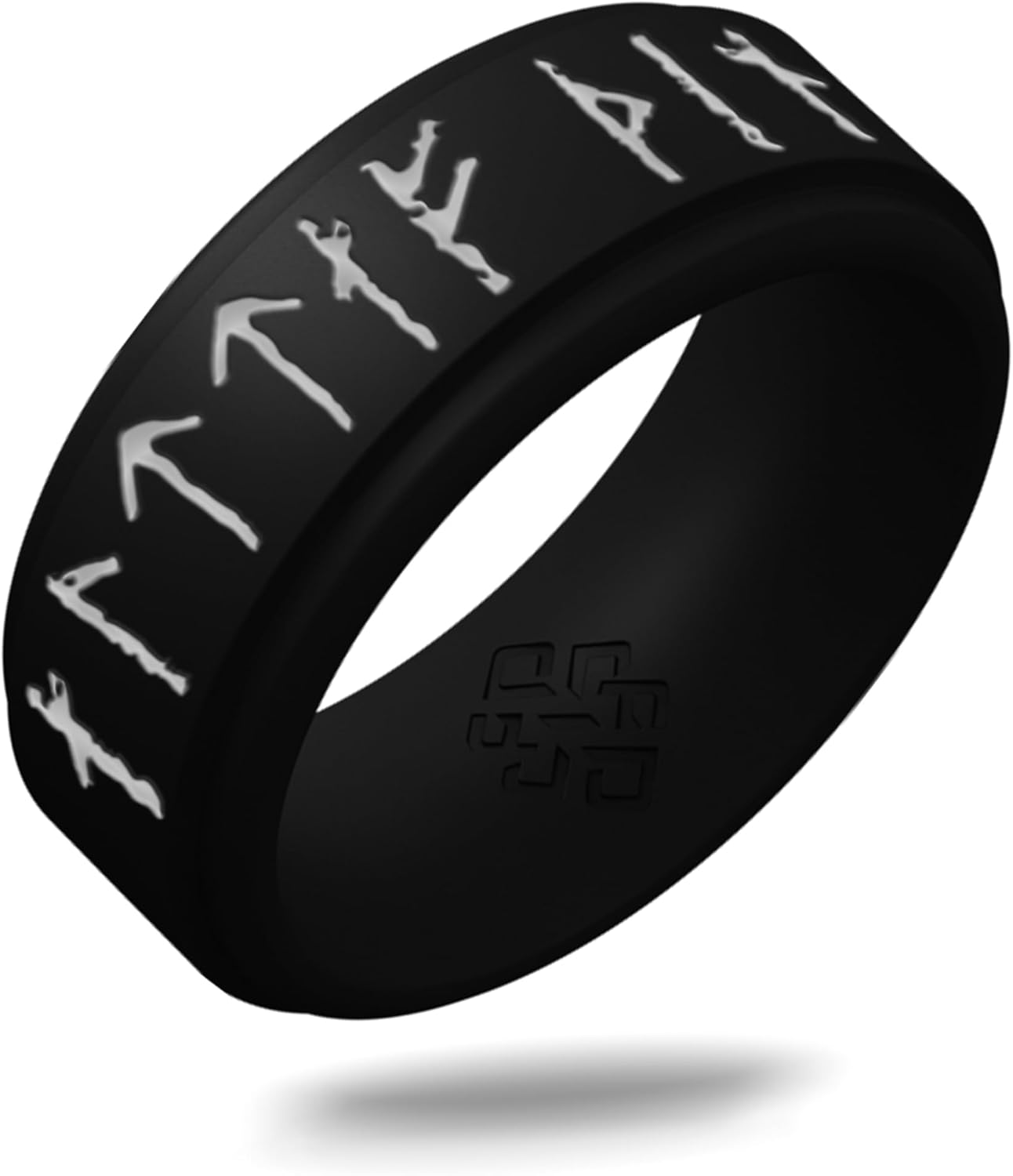 Knot Theory Viking Silicone Ring - Yours Always in Rune Characters Breathable Comfort Fit - Valentine's Engagement Mens Wedding Band