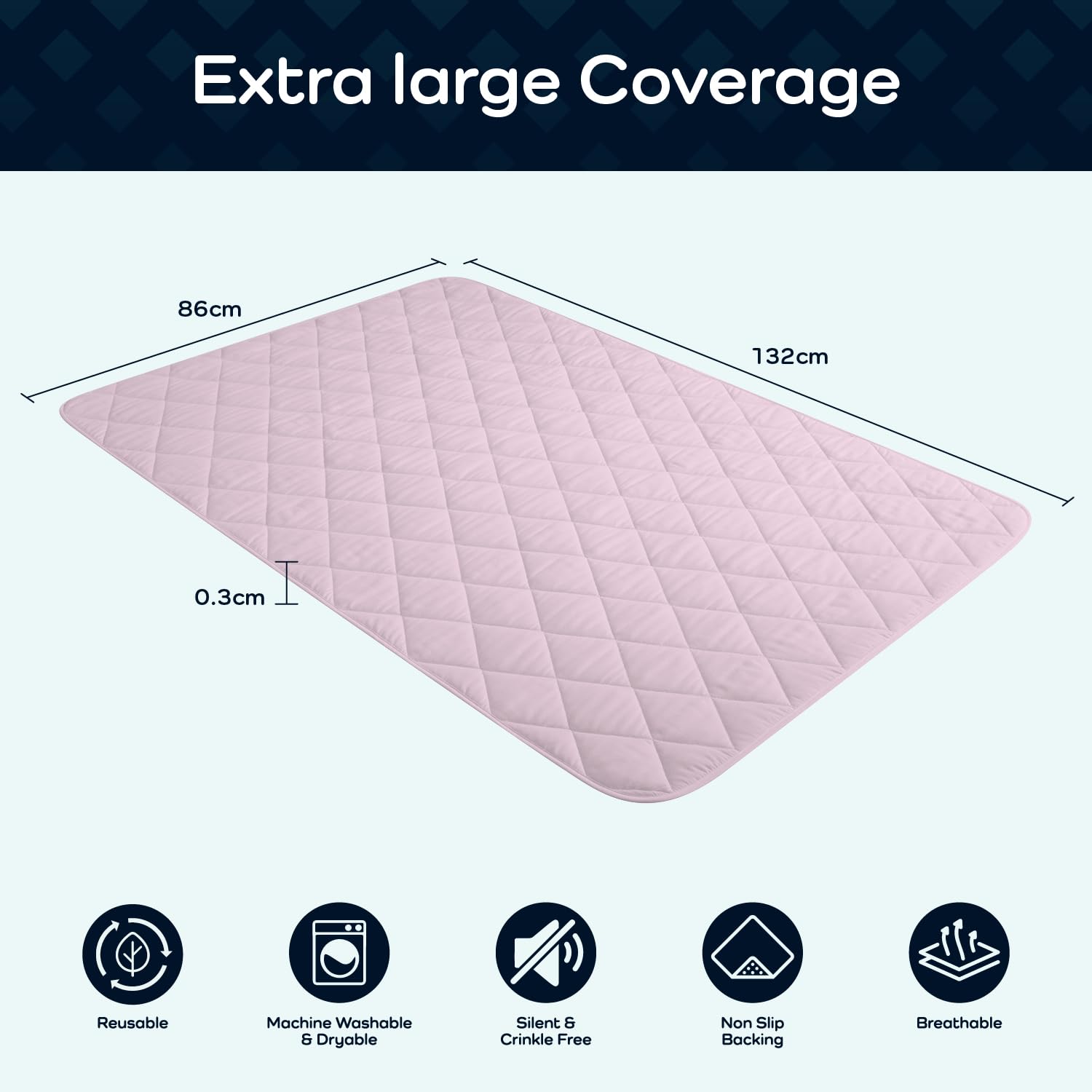 Almohadilla impermeable de GuardedSleep | Sábana húmeda lavable de alta calidad para adultos o niños con incontinencia | Adecuado para camas dobles e individuales | Antideslizante (2, rosa)