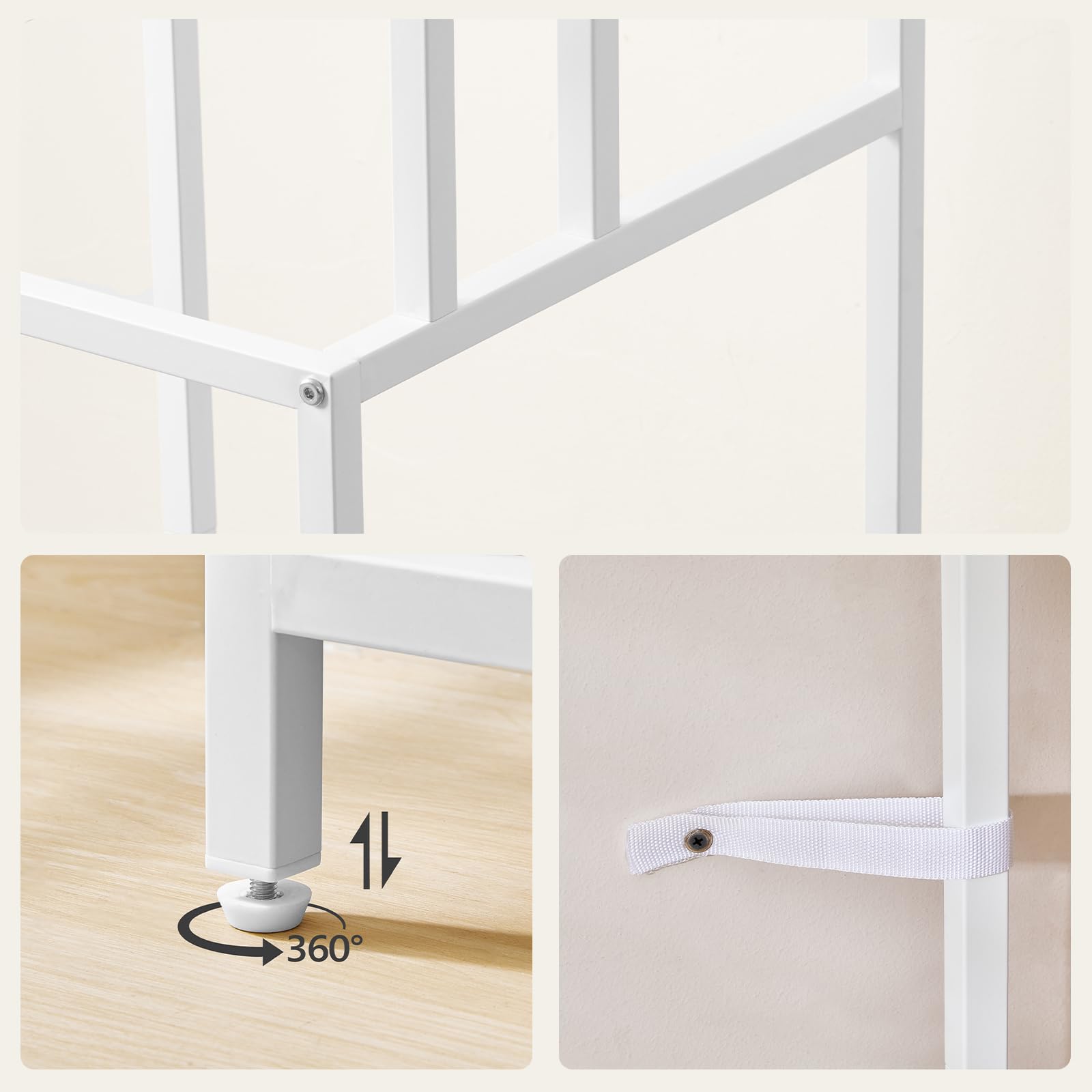 HOOBRO Portasciugamani Autoportante con 3 Barre e 2 Ripiani, Portasalviette con Piedini Regolabili e Kit Antiribaltamento, Portasciugamani da Terra per Bagno e Lavanderia, Naturale e Bianco EWN12LB01