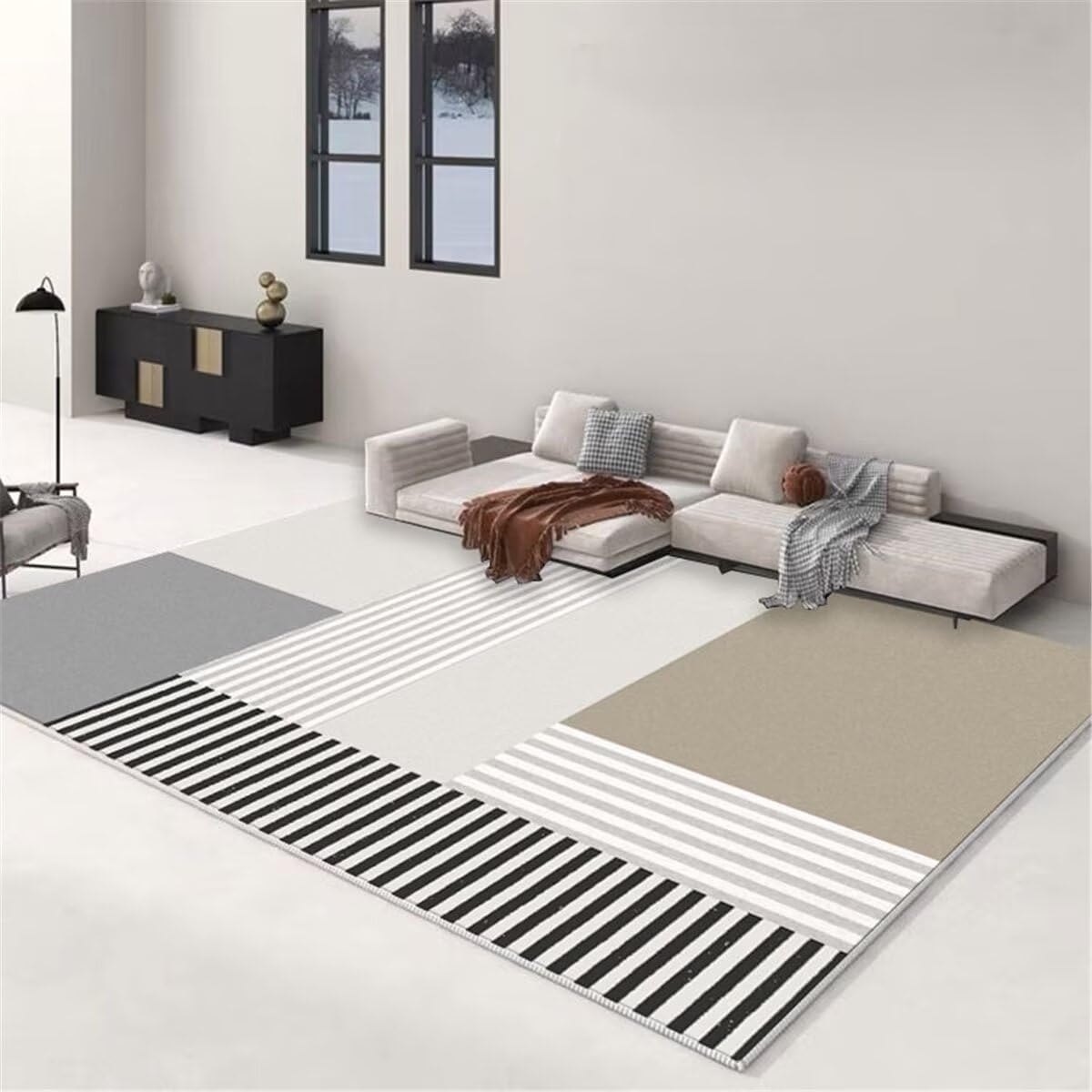 Tapis Sejour Tapis Salon Grande Taille Les Lignes de Tapis Gris décorent Le Tapis du Couloir de la Chambre Tapis Jeu Bebe 80X150CM