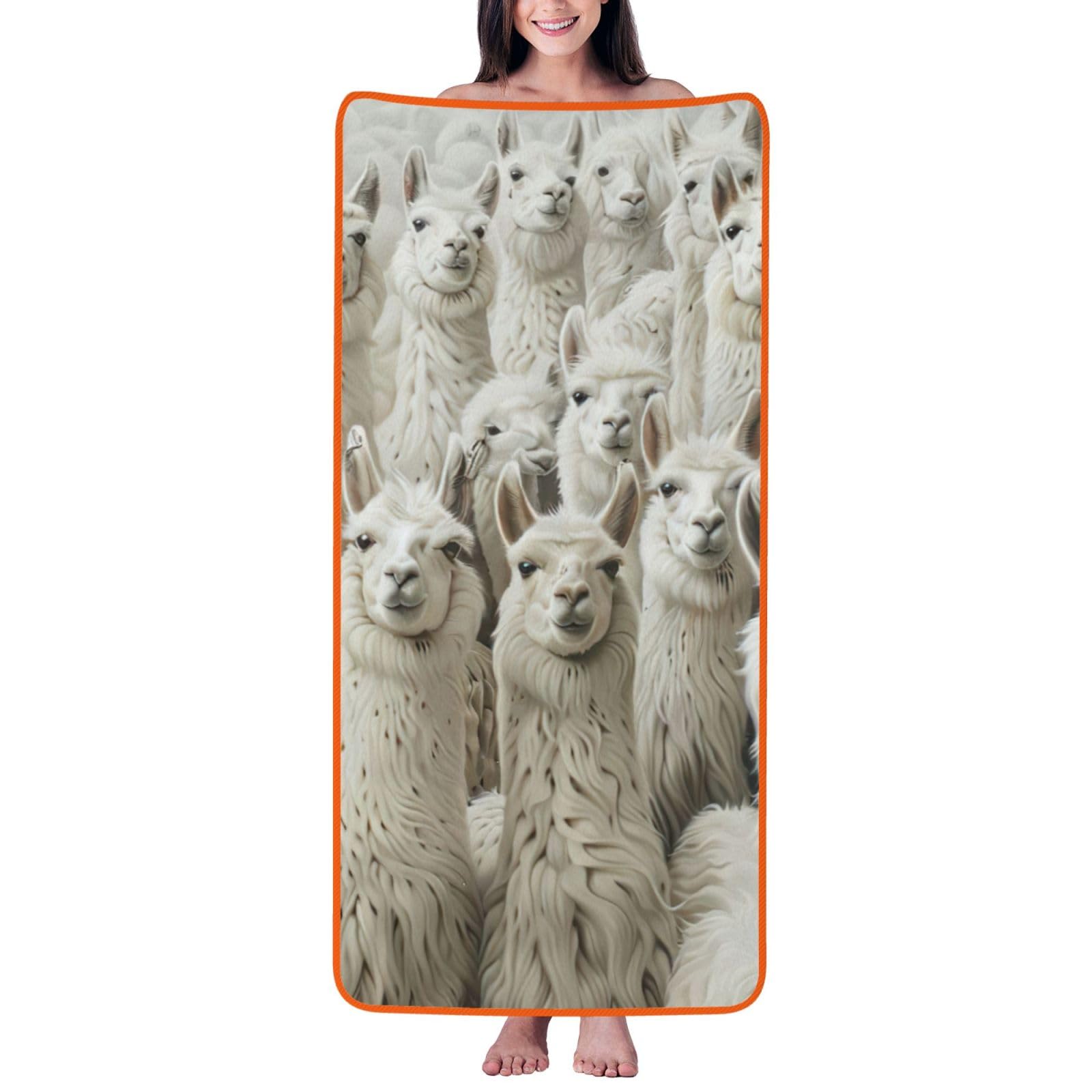 JBJGKHLP Cute Llama Print Women Men Couples Coral Velvet Bath Towel Ultra-Soft For Home Bathroom Travel