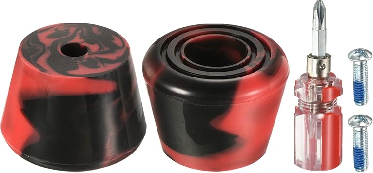 PATIKIL Roller Skate Toe Stops with Screwdriver, 1 Pair 82A Rubber Brake Stoppers Block for Roller Skate Accessories Replacement, Mixed Black Red