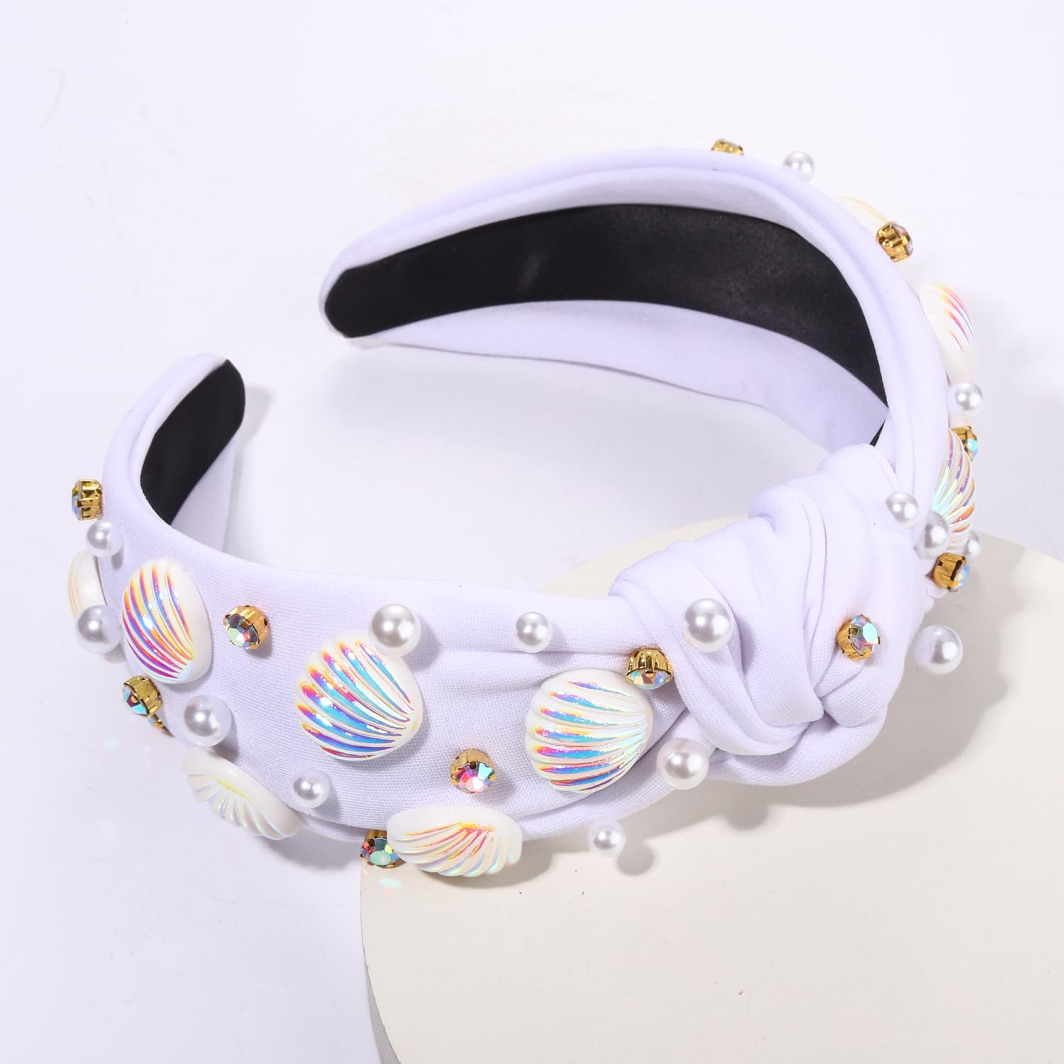 Amazon.com : GLBCC Shell Knotted Headband Pearl Rhinestone  display picture 1