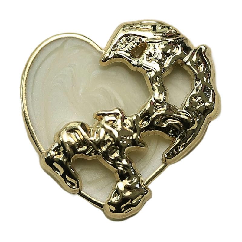 Guziki, metalowe perłowe guziki na 10 sztuk w kształcie serca Metalowe perłowe guziki do szycia Guziki perłowe, perłowy guzik na trzonku Czarny Biały Złoty(White,18mm)