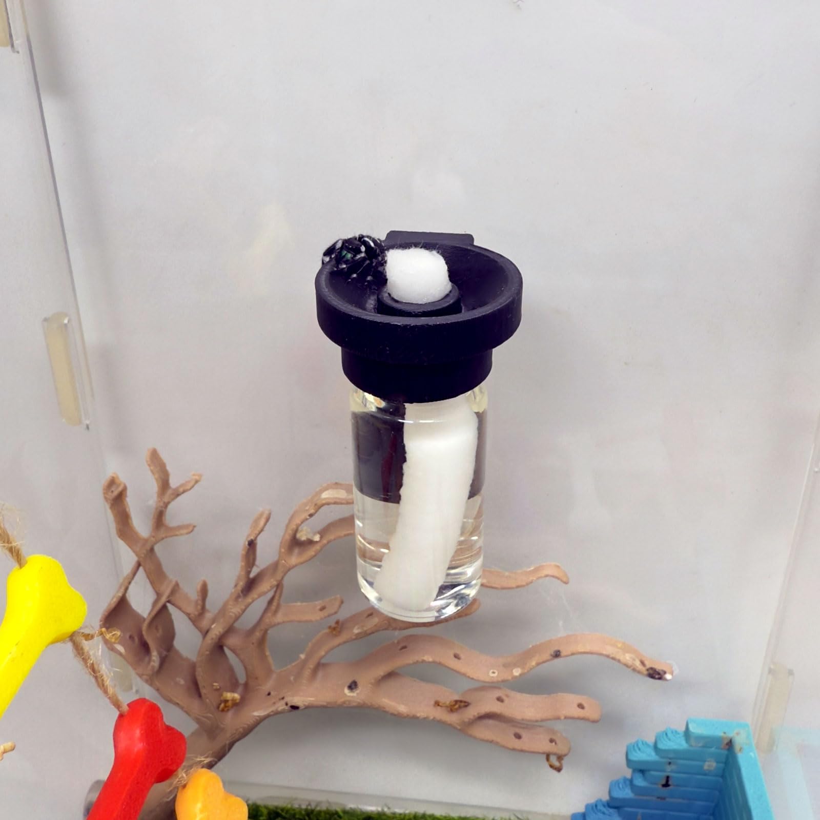 Jumping Spider Water Dispenser, Magnetic Hanging Feeder,Suitable for Jumping Spiders,Tarantulas, Praying Mantises,Arboreal Animals, and Other Small Animal Enclosure Accessories (Wood Color, 5ML) — view 8
