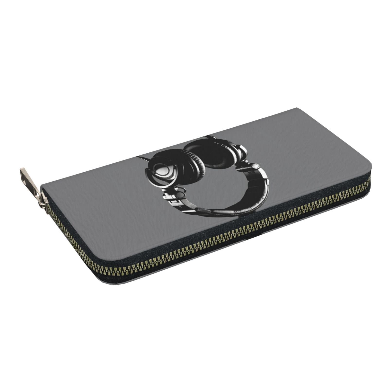 AMREWQYL Headphones printed Leather Hand Wallet Women's Travel Wallet Credit Card Wallet