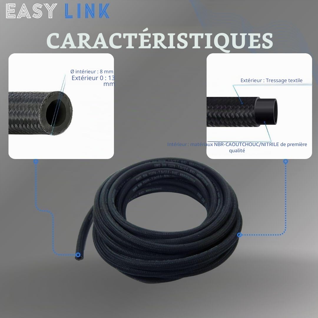 Tuyau de carburant diesel - Diamètre 8 mm - Longueur 5 m