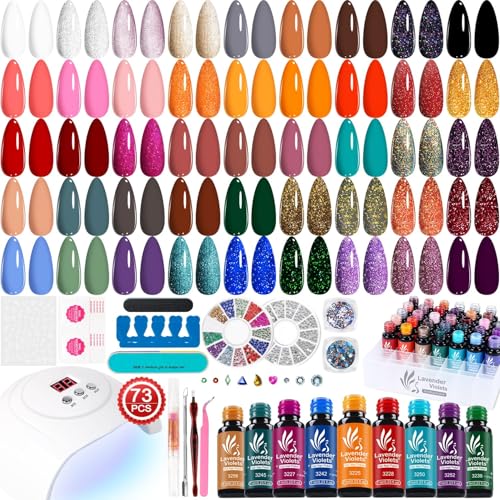 Kit de Esmaltes en Gel 73 Piezas con Luz UV Lavanda miniatura 1