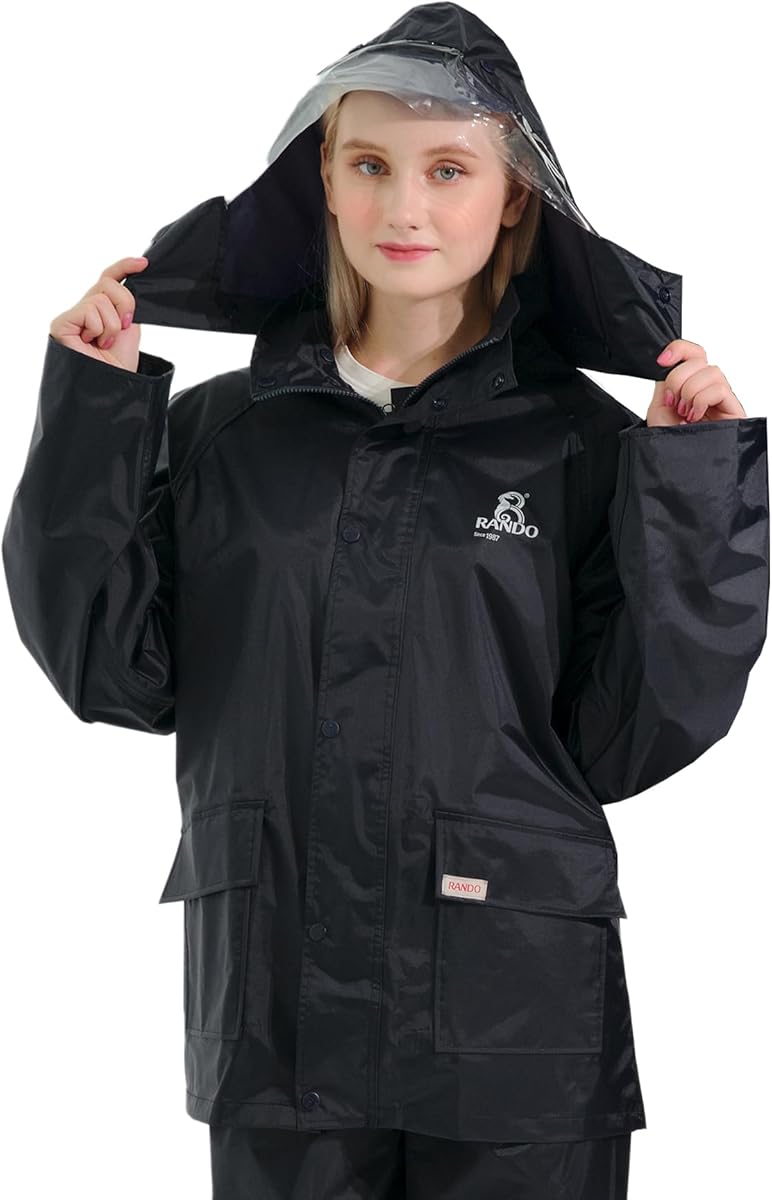 RANDO Rain Suits For Women Waterproof With Hood | Motorcycle Rain Gear | Heavy Duty Raincoat