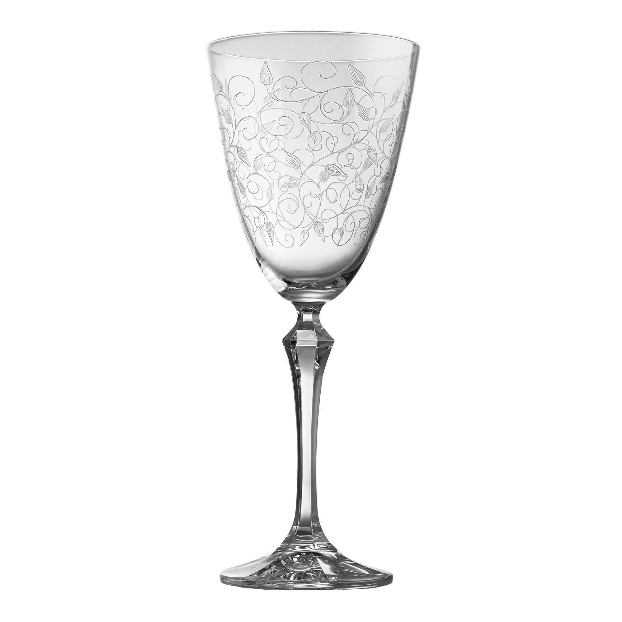 Bohemia Rotweingläser Kristall, Weinglas, Model Leaves clear, Gravur, 350 ml, 6er Set