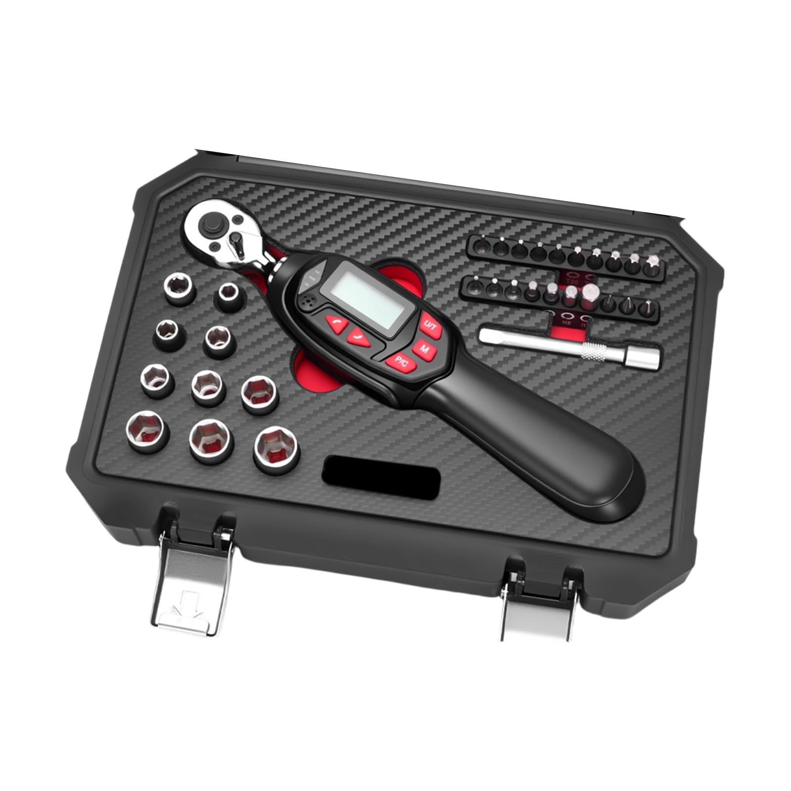 Laikoutd A 32Pcs Torques Wrench Digital Display Multiple Bits Motorcycle Maintenance Spanner Digital Torques