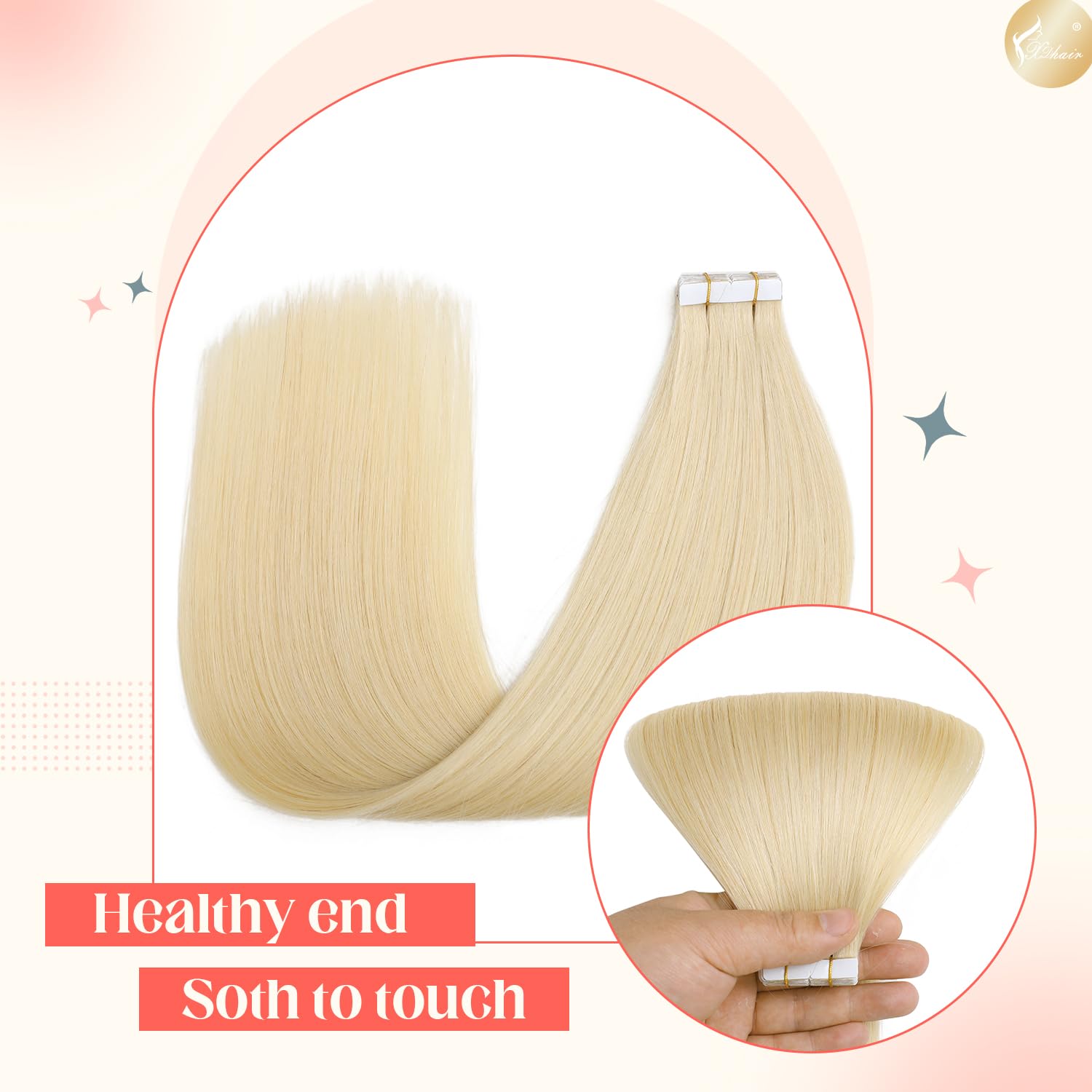 XDhair Haarverlängerung, Echthaar, selbstklebend, 20 Stück, 50 g