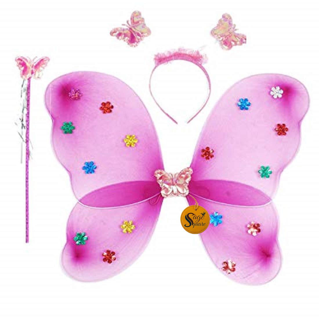 Sage Square Fairy Butterfly Pink Wings-Set of 3 has Magic Wand,Hair Band,Wings for Birthday,Fairy Tail Competition (B08KXWVJMT) Amazon Price History, Amazon Price Tracker