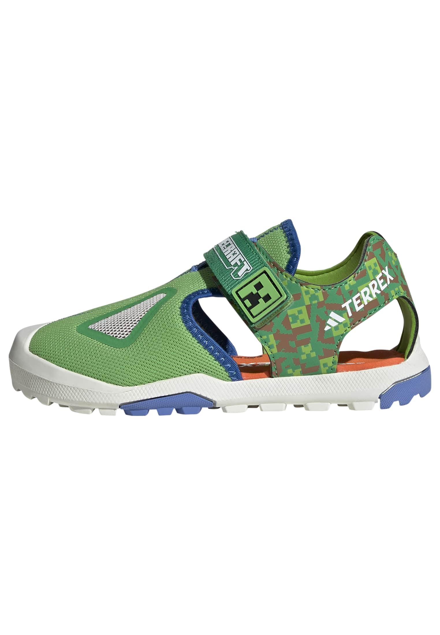 adidas Unisex Kids Minecraft Terrex Captain Toey 2.0 Sandals Shoes, Semi Lucid Lime/Ray Blue/Semi Impact Orange, 4 UK