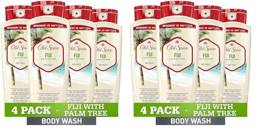 Old Spice Gel de baño para hombre Fiji con palmera, 18 onzas (paquete de 8)