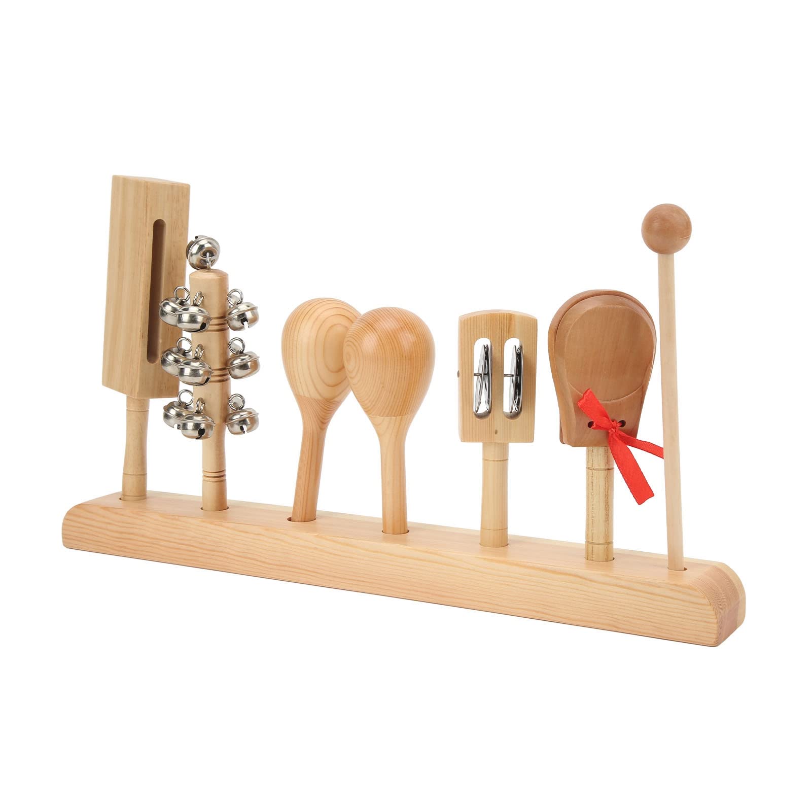 Kinder-Percussion-Set, Musikinstrumente aus Holz, Verschiedene Rasselglocken, Kastagnetten für Kinder ab 3 Jahren, aus Massivem Holz
