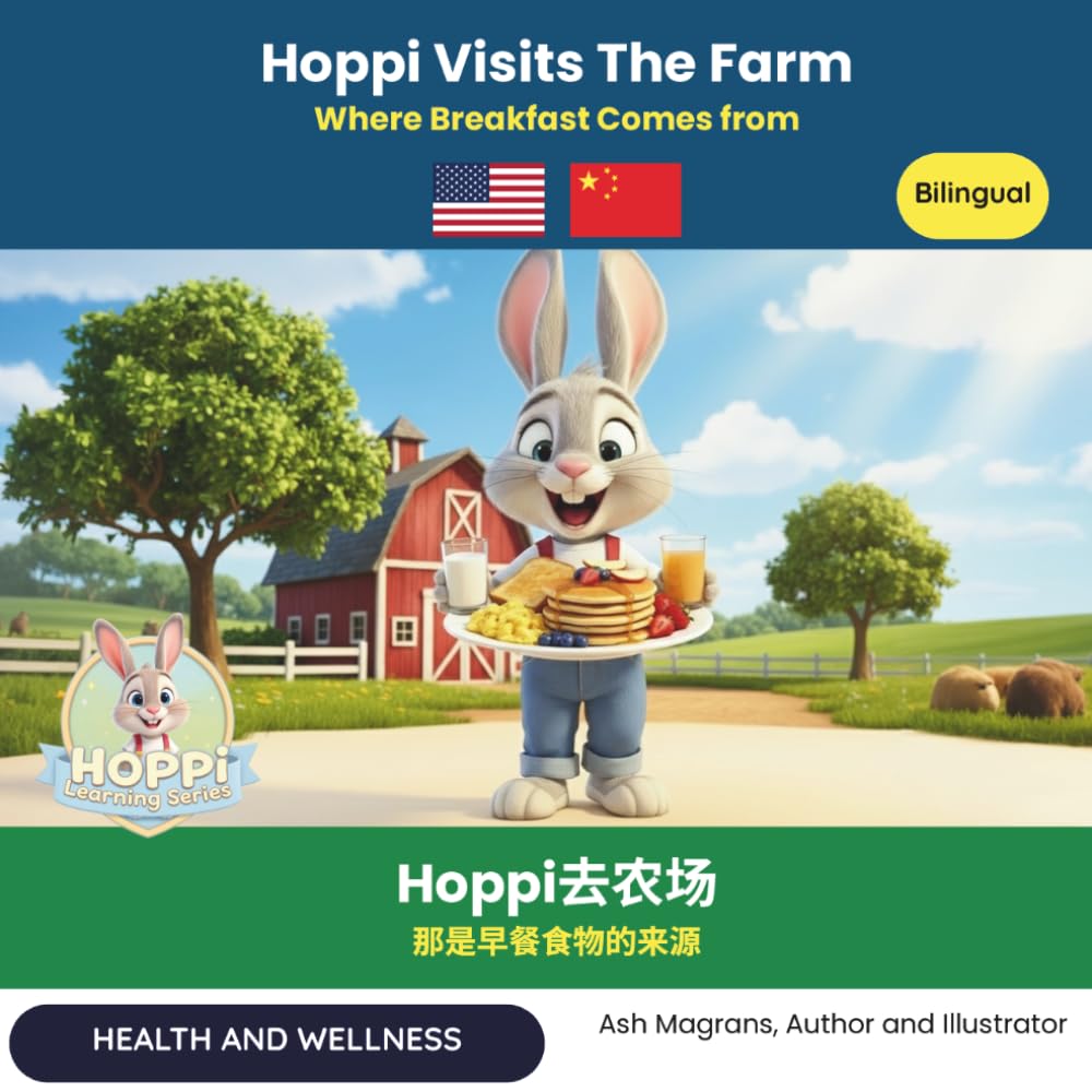 Hoppi去农场: 那是早餐食物的来源 (Bilingual English-Mandarin Edition)