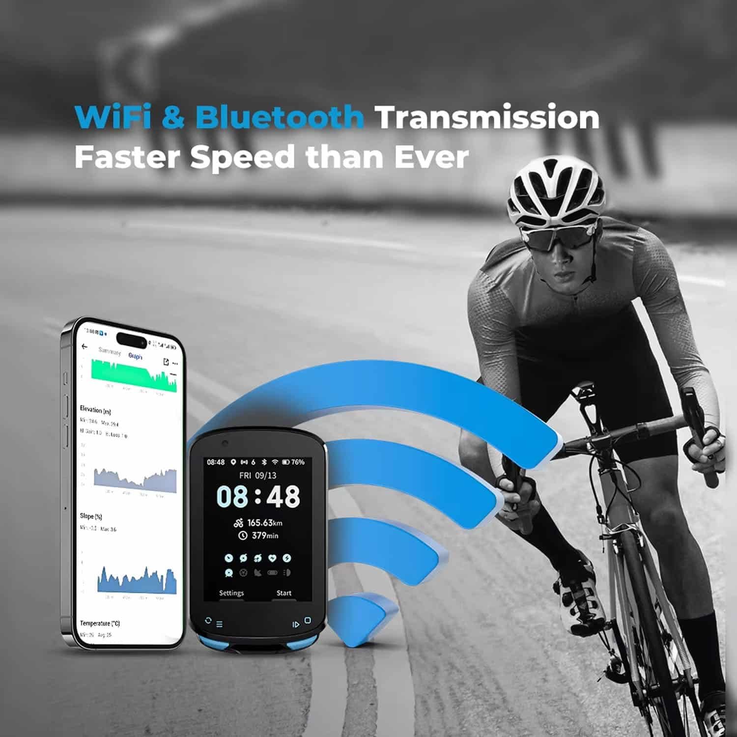ridelyvo CC600 bezprzewodowy komputer rowerowy z kolorowym ekranem, nawigacja GPS, WiFi i Bluetooth, szybkie pozycjonowanie 5s, bezpłatny trening w pomieszczeniach
