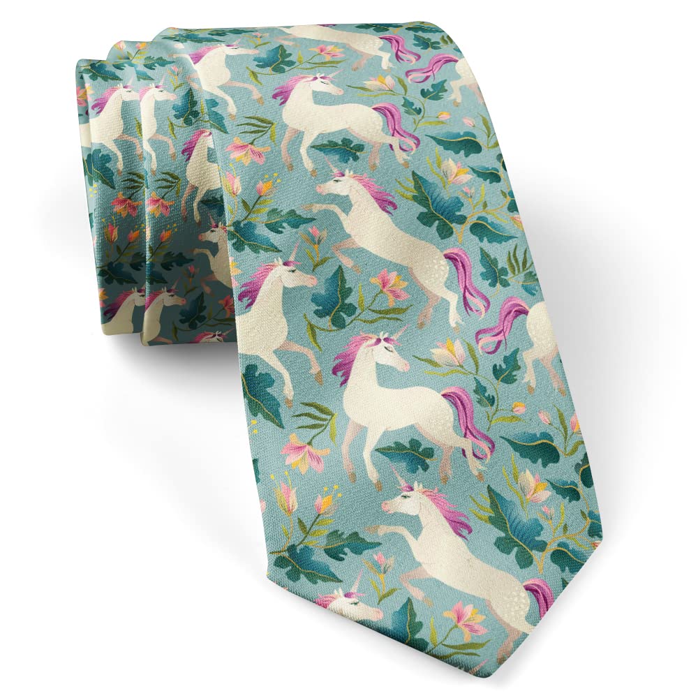 KAWAMOUSE (Vintage Unicorn Magic) Fashion Novelty Necktie, Conversation Neckwear Ties Great for Party and Events