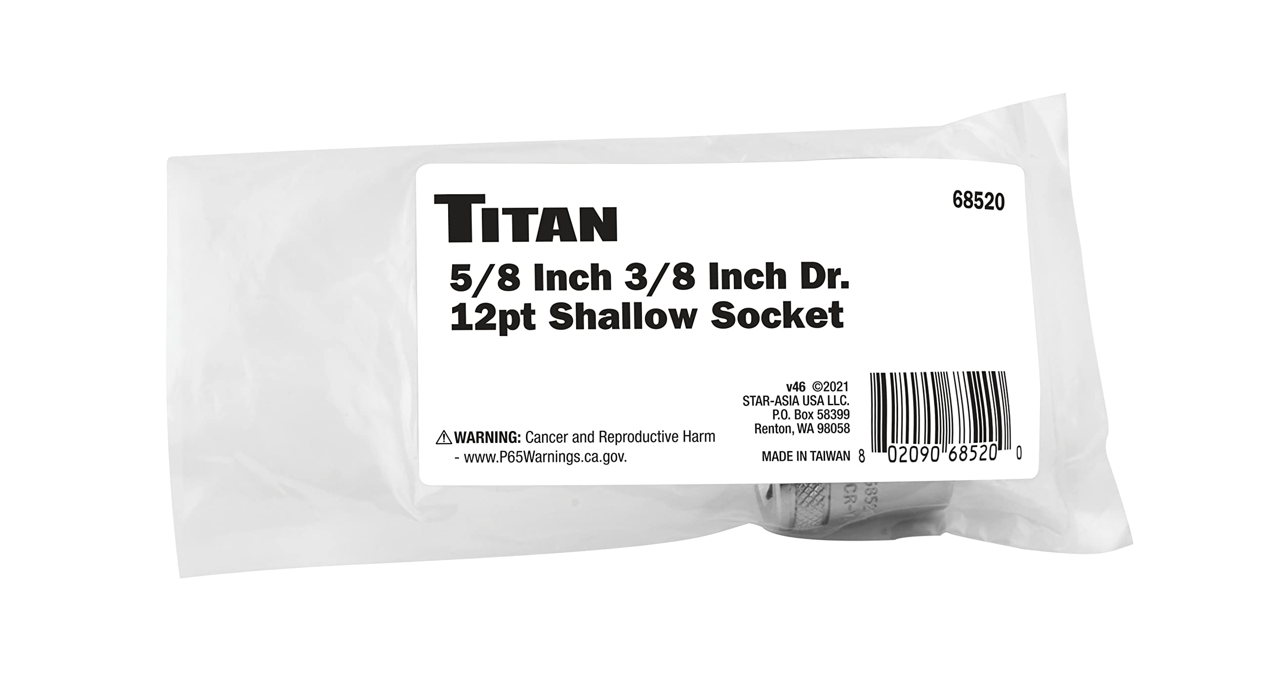 Titan 68520 3/8-Inch Drive x 5/8-Inch 12-Point SAE Socket