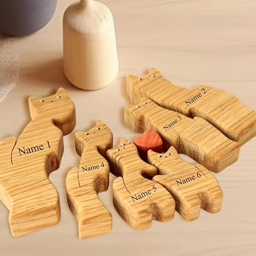 Miniatura 4 de personalized wooden Cat family puzzle familia for family gifts ideas