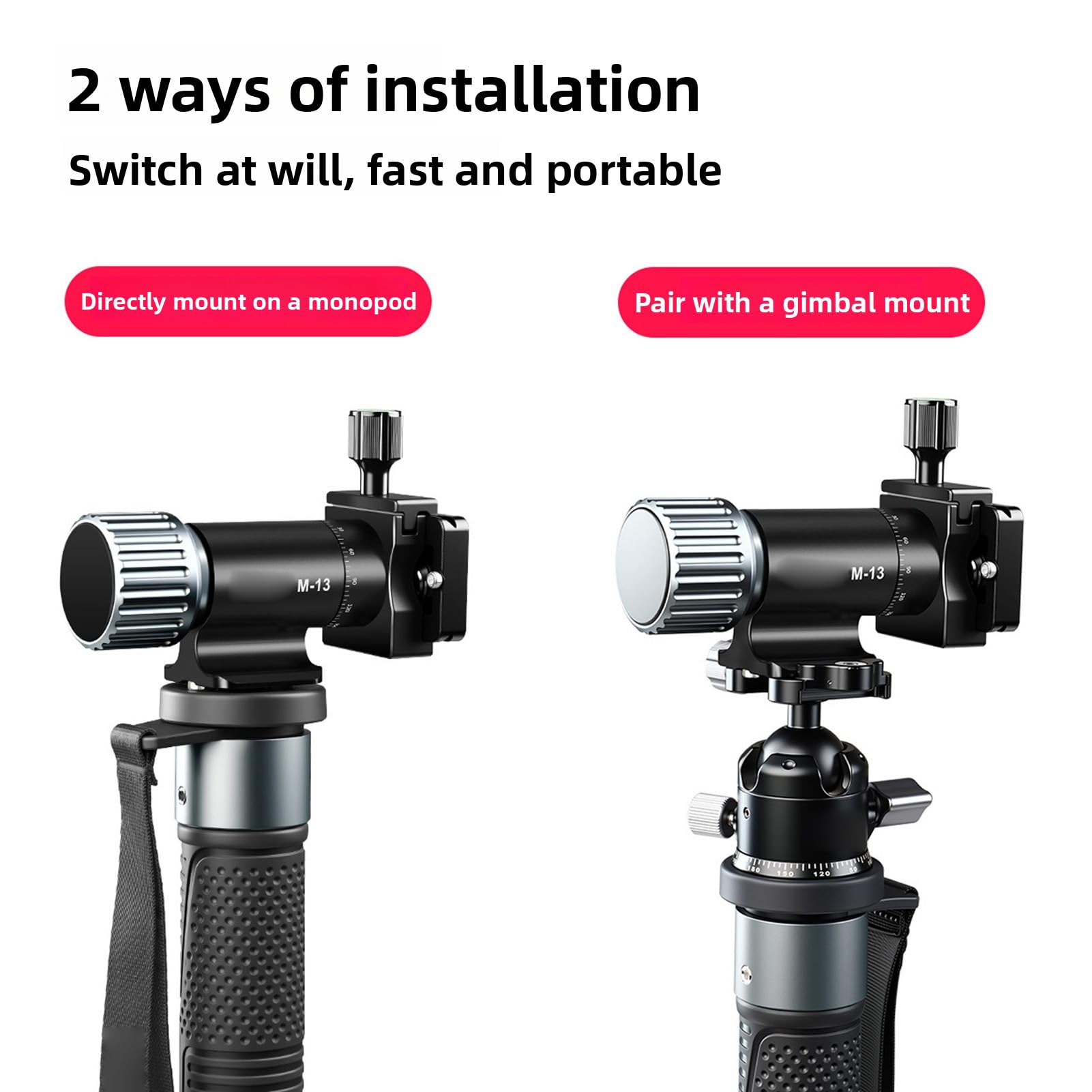 banapoy Testa Cardanica Monopiede, Testa Monopiede Panoramica 360° per Teleobiettivi con Piastra Sgancio Rapido, Attacco per Treppiede, per DSLR, Fotocamere Mirrorless, Videocamere