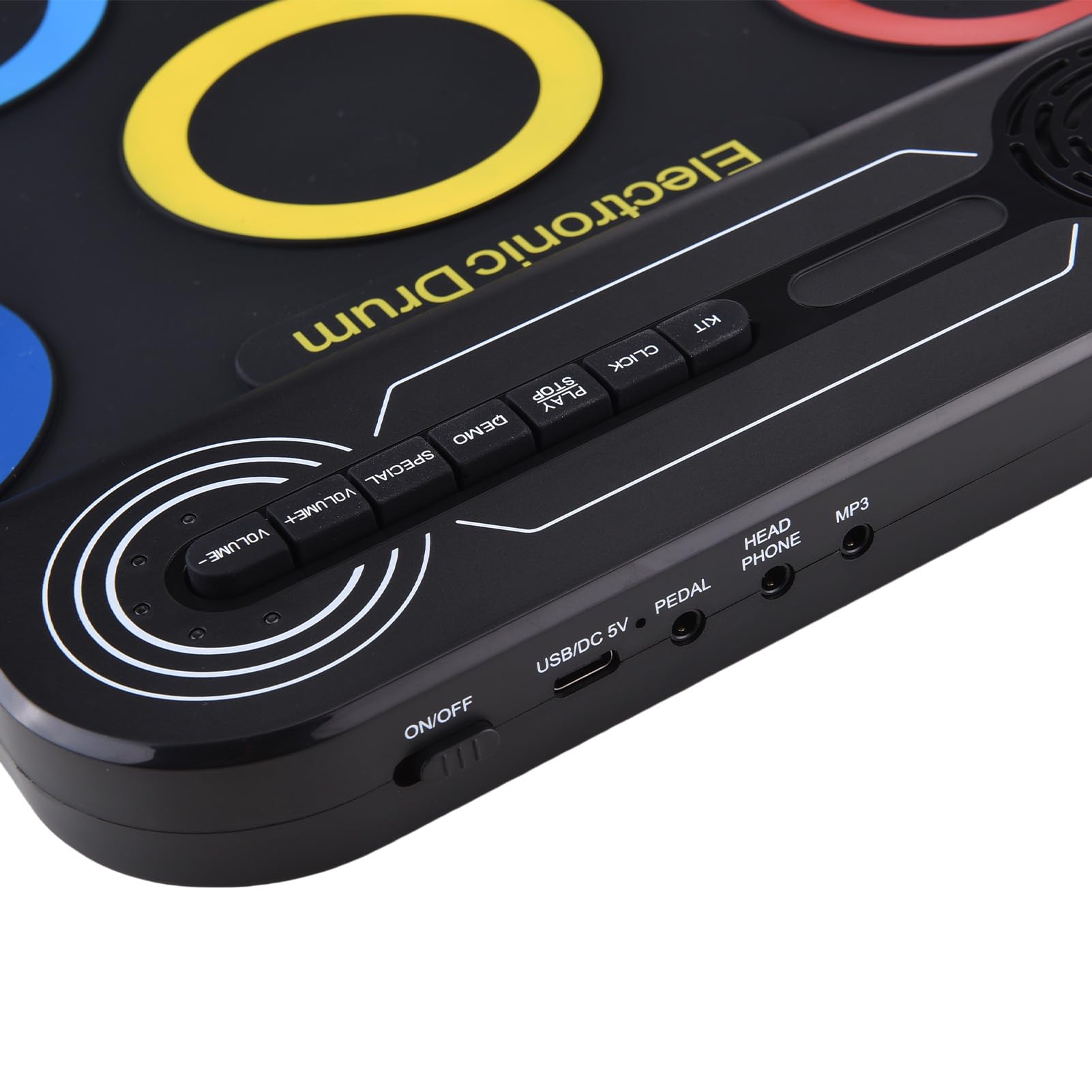 Focket Set di Tamburi Elettrici, Kit di Batteria Elettronico Ricaricabile Ricaricabile con Pedale per Musica Latina Pop Rock, Set di Tamburi Desktop Portatile per Principianti (Colorful)